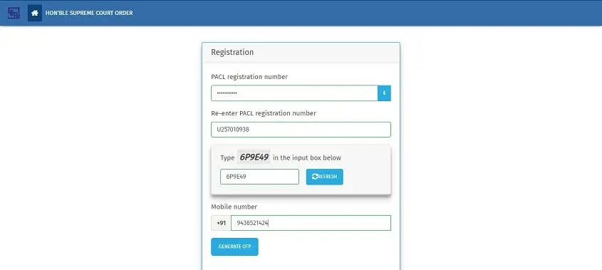 PACL Refund Registration page