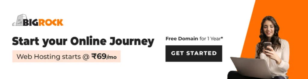Bigrock web hosting starts at Rs.69 only plus free domain for 1 year